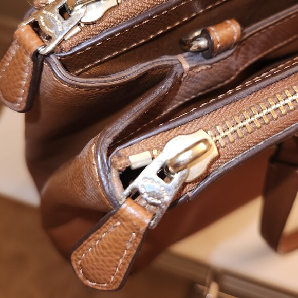 Coach Caramel Leather Tote Bag w Top Handles and Long Strap - Small Repair Req - Picture 11 of 12